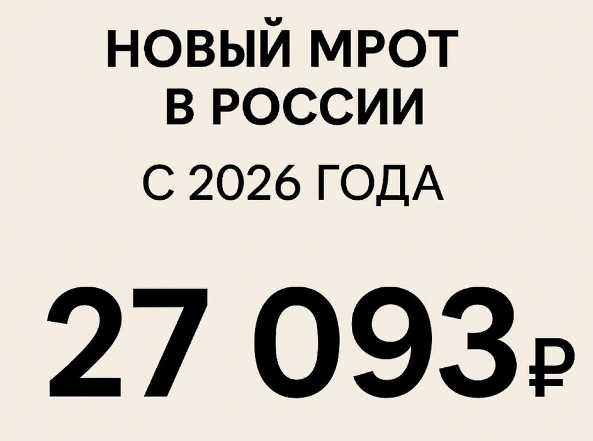 С 1 января 2026 года минимальный размер оплаты труда в России будет установлен на уровне 27 093 рублей