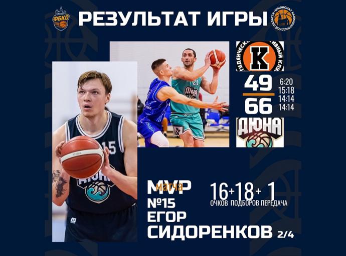 Зеленоградский клуб «Дюна» вышел в финал чемпионата области по баскетболу